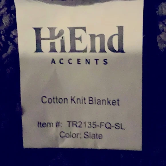 HiEnd ACCENTS Slate Gray Cotton Knit Blanket Full Queen Textured Bedding 92x96